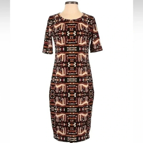 LuLaRoe Julia Fitted Sheath Dress Bohemian Aztec Southwestern Tribal Size S - Picture 1 of 3
